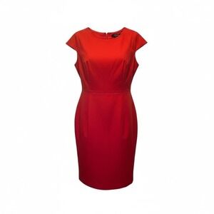 Ann Taylor Red Cap Sleeve Sheath Business Dress with pockets Size 10
